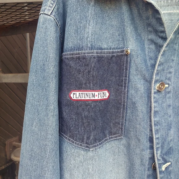 Vintage Y2K Platinum Fubu Fat Albert Patchwork Denim Jacket XXL Vintage Y2K Platinum Fubu Fat Albert Patchwork Denim Jacket XXL